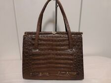 True Vintage 60er 60's Handtasche Kelly Kroko Imitat  braun Golden Oldie