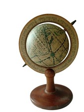 Globus Weltkugel Erdglobus   Beige / Braunes Holzgestell Dekoration Drehbar 