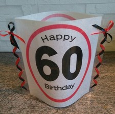 60 Geburtstag Windlicht aus Servietten  Zahl Tischlicht Dekoration Jubiläum