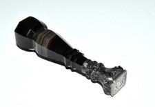 Antik Petschaft Siegelstempel Siegel Stempel um 1900 Edelstein Silber Fach #C3