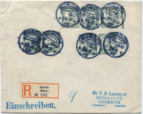 Togo 1909 reko brief sokode - reko-brief,