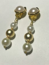 Ohrclips / Glasperlen / Perlglas-Cabochon / 4,0 cm