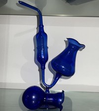 Schnapspfeife aus Glas mundgeblasen mit Gefäß zum einfüllen, aus Nachlass