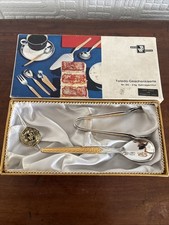Deutsche vergoldete Wirths Bestecke Zuckerspitzen X2 & Löffel X2