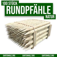 100 STÜCK - Zaunpfähle Holzpfahl Angespitzt Baumpfahl Rundpfahl Pfahl Rund Natur