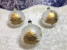 sehr alte Weihnachtskugeln, Ø 8 cm, Baumschmuck, mundgeblasen, handdekoriert