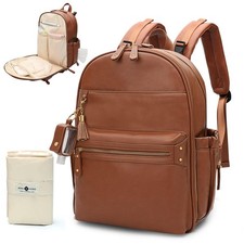 MISS FONG Wickelrucksack Wickeltasche Rucksack Leder Große Kapazität Baby Wickel