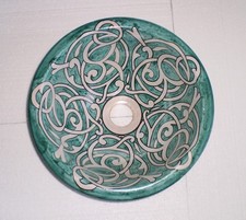 HANDBEMALTES KERAMIK HANDWASCHBECKEN * FES KERAMIK * grün & weiß * 35 cm