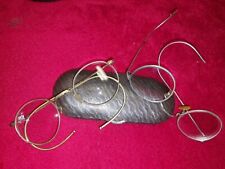 Optal Brillenetui 2 Brillen silber gold Patina Gespinnstbügel Gandhi Rarität alt