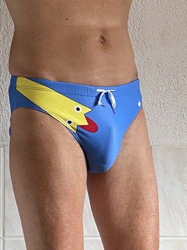 Badeslip herren blau gelb rot - badeslip,