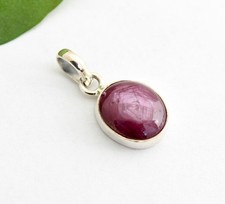Sternrubin Anhänger gefasst 925 Silber Geschenk Edelstein Rot Stern Rubin Edel
