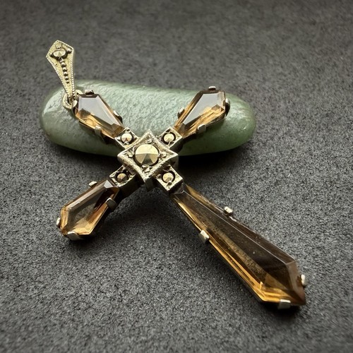 Art deco kreuz - anhänger, 830