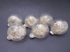 6 x DDR Glas Christbaumschmuck Weihnachtsschmuck Kugeln mit Tinsel Vintage 