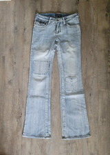 Damen Schlaghose Hüftjeans Stretch Gr. S / 36 Jeans Bootcut Denim Hellblau