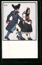 Künstler-AK Otto Ubbelohde: Hessisches Paar in Tracht 1923 