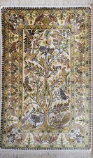 Ghom Seidenteppich Vogelmotiv feine Knüpfung 107x68 cm