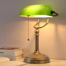 Bankers Desk Lamp,Green Glass