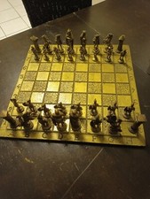 Seltenes Großes Schachspiel aus Zinn mit Figuren 42 X 42 cm Unikat Handarbeit !!