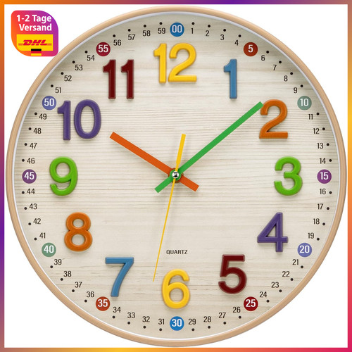 Wanduhr lernuhr 30cm - 3d, bunt