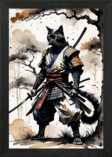 Samurai katze japan gerahmtes - katze,