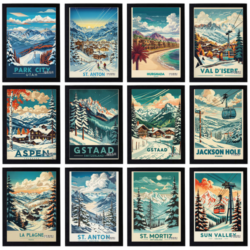 Vintage skigebiete reise - vintage,