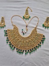 Modeschmuck Grün Gold Fashion Jewelry Bollywood Style Kette indisch