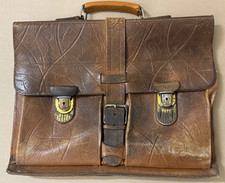 Alte Ledertasche Aktentasche, Arbeitstasche, Schulranzen mit mehreren Fächern