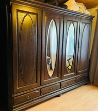 Spiegel Kleiderschrank + 2 Nachttische – Set klassisch schwarz maron Holz