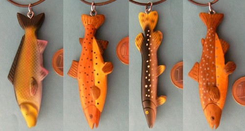 Kette fische holzanhänger - 1,