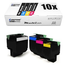 10x Toner f�r Lexmark X 543 544 546 548 DE DW DTE DN N DTN, 0C540H1 CMYK