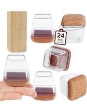 RCHYFEED 22-25 mm Stuhlbeinkappen mit Filzpolstern Transparente Silikon, 24 STK