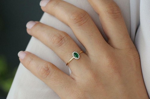 Damen smaragd oval - smaragd,