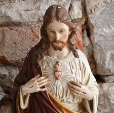 Antike Herz Jesu Figur Gips 44