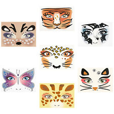 Gesicht Sticker Set als Tiergesicht Aufkleber für Fasching Karneval - wählbar