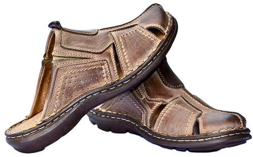 Herren leder sandalen braun - herren,