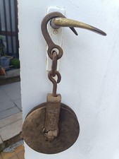 Großer schwerer antiker Flaschenzug, Seilwinde, Umlenkrolle Holz top Dekoration