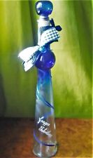 Zierflasche blau 41cm hoch mit Glas- Zierkorken Grappa- Flasche