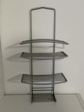 3-stufiger Duschregal Aschen-/Metall-Standkorb, Badablage freistehend, silber