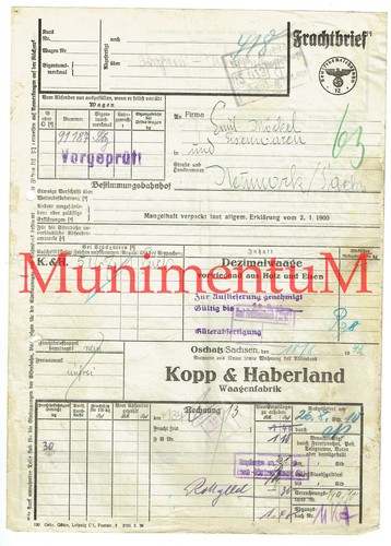 Frachtbrief 1943 waagenfabrik - 1943,