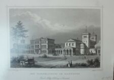 J.F.Lange E.Höfer Der Eisenbahnhof in Hannover Stahlstich Original G-6156