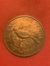 Ein Penny Münze Neuseeland von 1950 in VZ