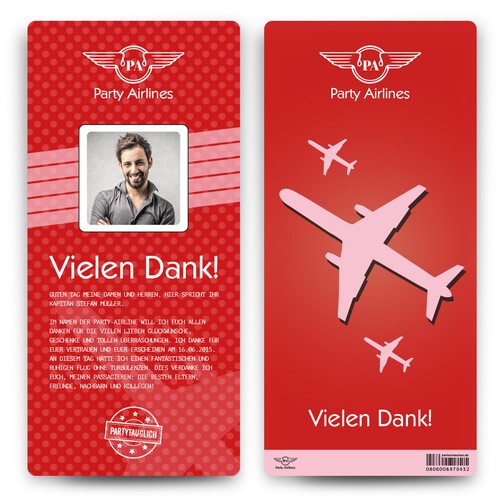 Danksagungskarten flugticket - -,