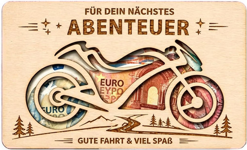 Motorrad geldgeschenk aus holz - motorrad,