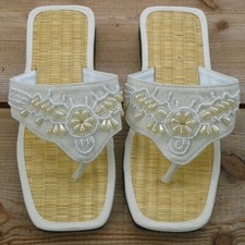 Zimtlatschen mit Perlen und Pailletten bestückt Zehentrenner Größe 35 bis 44