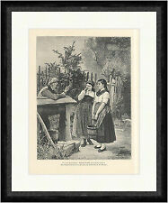 Der alte Rourmacher Hugo Oehmichen Frauen Brunnen Eimer Wasser  Faksimile_A 1746