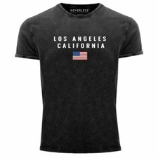 Herren Vintage Shirt  Bedruckt Schriftzug California Los Angeles USA Amerika