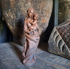 Madonna aus Lourdes Holz 26 cm geschwärzt mit Rostspray behandelt Unikat