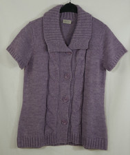 TRAUMHAFTE Dicke Strickjacke Flieder Lila Ton mit WOLLE Edel Größe 42/44 WIE NEU