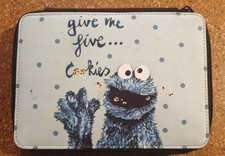 2 Fächer Federtasche leer Krümelmonster Sesamstrasse blau Schwarz.