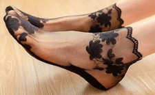 Socken Strümpfe Feinsocken mit Spitze Damen schwarz Gr. 36 - 39 Einheitsgröße